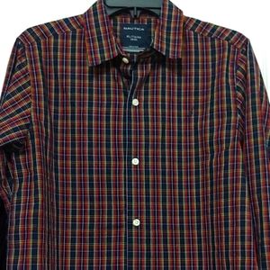 Nautica Blue Plaid Long Sleeve Dress Shirt. Size XL. (18-20)